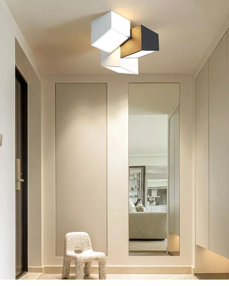 Description Picture 4 of itemModern Black White Combination Ceiling Lamp Nordic Geometric Ceiling Light Aisle Art Chandelier Cloakroom Bedroom Decor Lamp