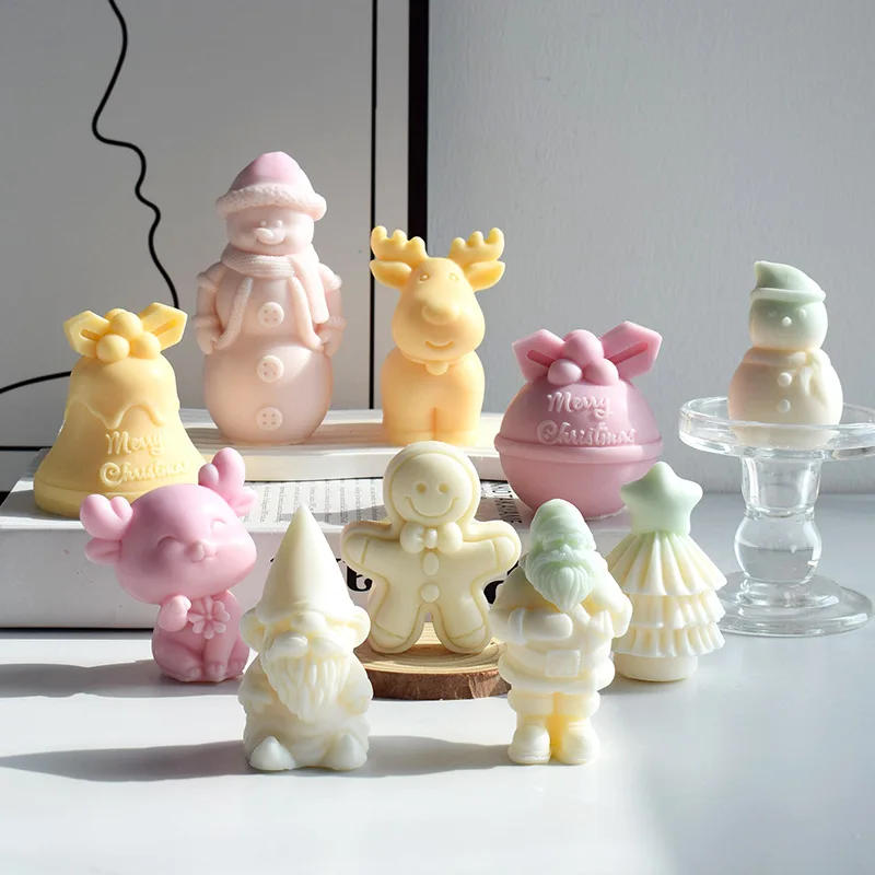 Description Picture 2 of itemChristmas Tree Elk Candle Making Set Snowman Gingerbread Man Animal Soap Resin Silicone Mold Santa Claus Chocolate Festival Gift