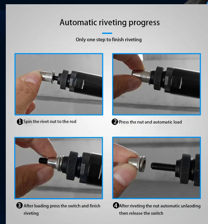 Description Picture 6 of itemProfessional Factory 16" Pneumatic, Hydraulic Hand Threaded Rivet Nut Tool for M3-M12 Rivet Muts/