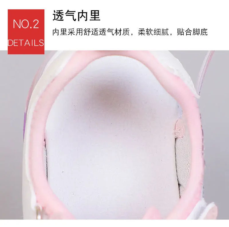 Description Picture 6 of itemDisney Girls' Sandals Lights Summer Style Children's Anti-skid Soft Soles Elsa Princess Carton Shoes Pink Purple Size 23-36