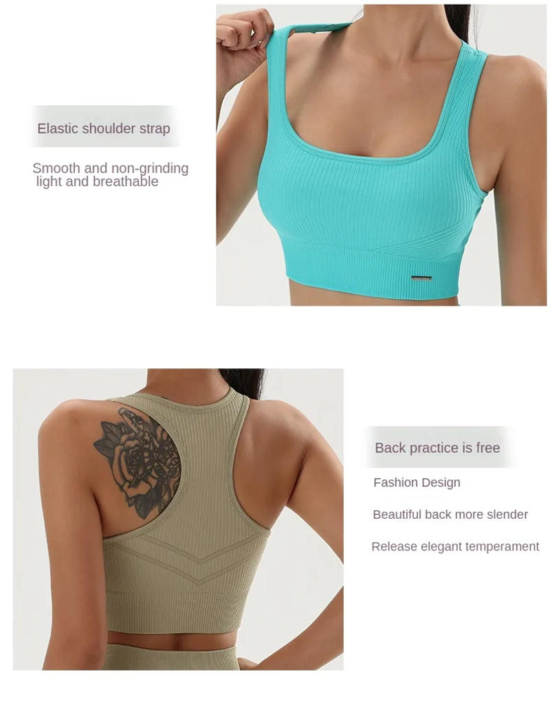 Description Picture 4 of itemSolid Color Yoga Bra Women's Sports Tops Fitness Tights Sweat Absorbent Quick Dry Training Clothes NAQIYAYABEI