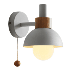 LED Wall Lamp with Switch Wood Sconce Lights Indoor Lighting Home Decor Bedside Bedroom Living Room with Bulb C