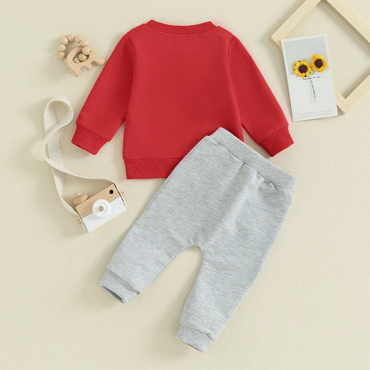 Description Picture 3 of itemBaby Pants Set Long Sleeve Crew Neck Letters Print Sweatshirt with Elastic Waist Sweatpants 2-piece Outfit for Girls Boys