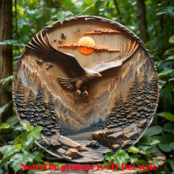 Eagle Wreath Aluminum Sign - 8X8 Inch Round Metal Decor For Home, Cafe, Apartment & More - Durable, Easy-To-Clean Wall Art