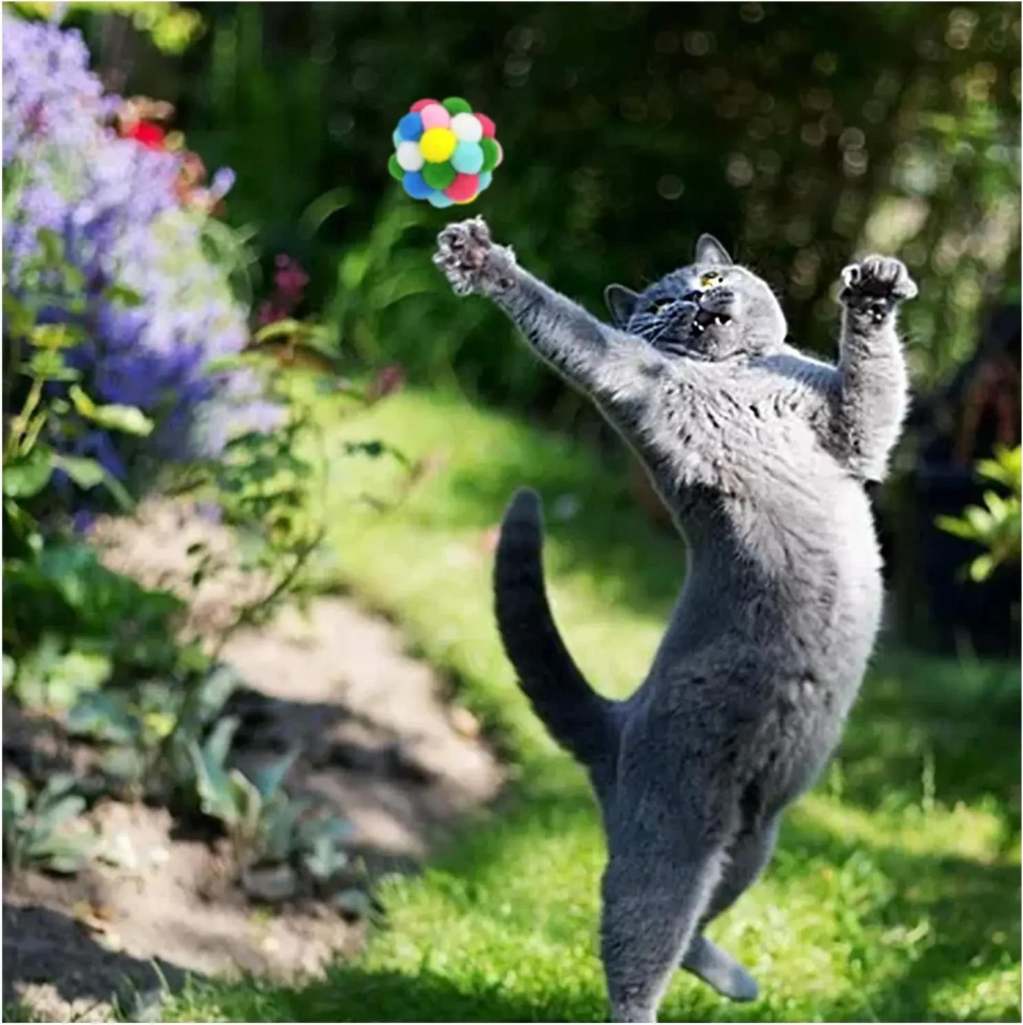 Description Picture 4 of item1pcs Cat Toys Balls with Bells , Color Cat Pom Pom Balls,Tinsel Sparkle Balls,Interactive Toy for Indoor Cats Kitten
