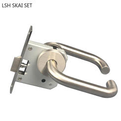 304 Stainless Steel Fire Door Lock Hollow Bend Pipe Handle Lock Single Tongue Door Lock Escape Access Lever Lock Door Hardware