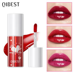 QIBEST Mirror Lip Glaze Water Lipgloss Sexy Red Lip Tint Liquid Lipstick Long-lasting Moisturizing Natural Beauty Lips Cosmetics