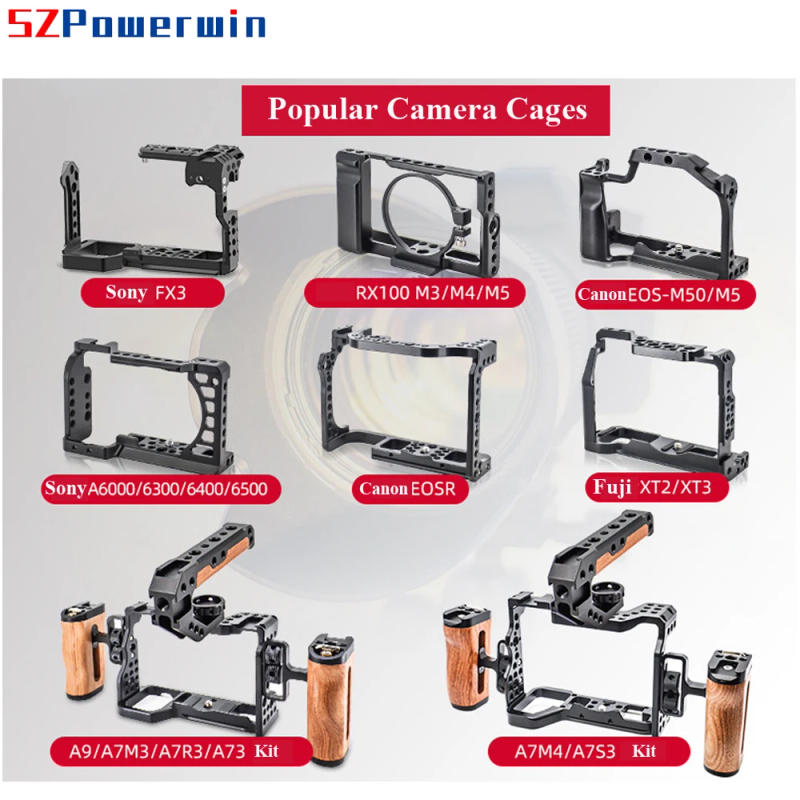 Description Picture 2 of itemPowerwin Camera Cage For Fujifilm X-H2/H2S XH2 XH2S Wood Handgrid Handle Kit Aluminum Alloy Multifunctional Arri Locating Screw