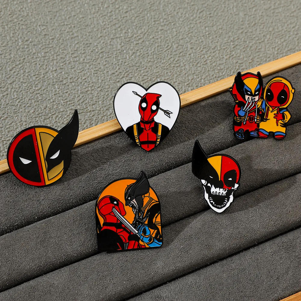 Description Picture 5 of itemSET Brooch Deadpool & Wolverine Metal Brooch Decoration  Anime Kawaii Funny Personality DIY Badge Pin Accessories Birthday Gifts