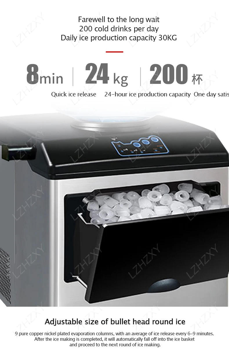 Description Picture 5 of item25KG Ice Maker Electric Commercial Ice Cube Maker Small Household Multifunctional Bottled Water Automatic English Panel