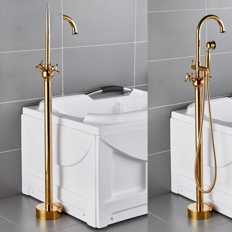 Description Picture 6 of itemBathroom Bathtub Faucet + Handheld Shower Free Standing Gold BathTub Mixer Taps Floor Mounted