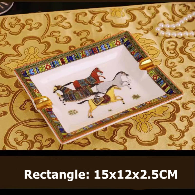 Description Picture 5 of itemHandmade Horse Patten Art Grid Ceramic Cigar Ashtray Nice Luxury Smoke Ash Tray Holder Cigars Home Table Desk Accessories Decor
