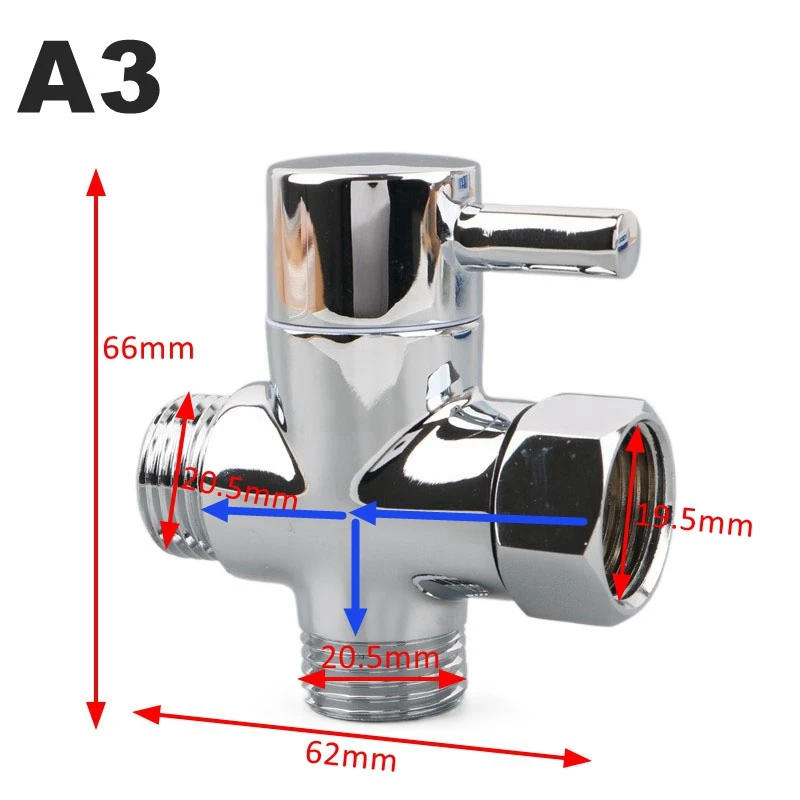 Description Picture 4 of item3-Way Brass Shower Arm Adapter G1/2’’ G3/4 Shower Diverter Valve For Handheld Shower Head Fixed Shower Head Bathroom Accessories