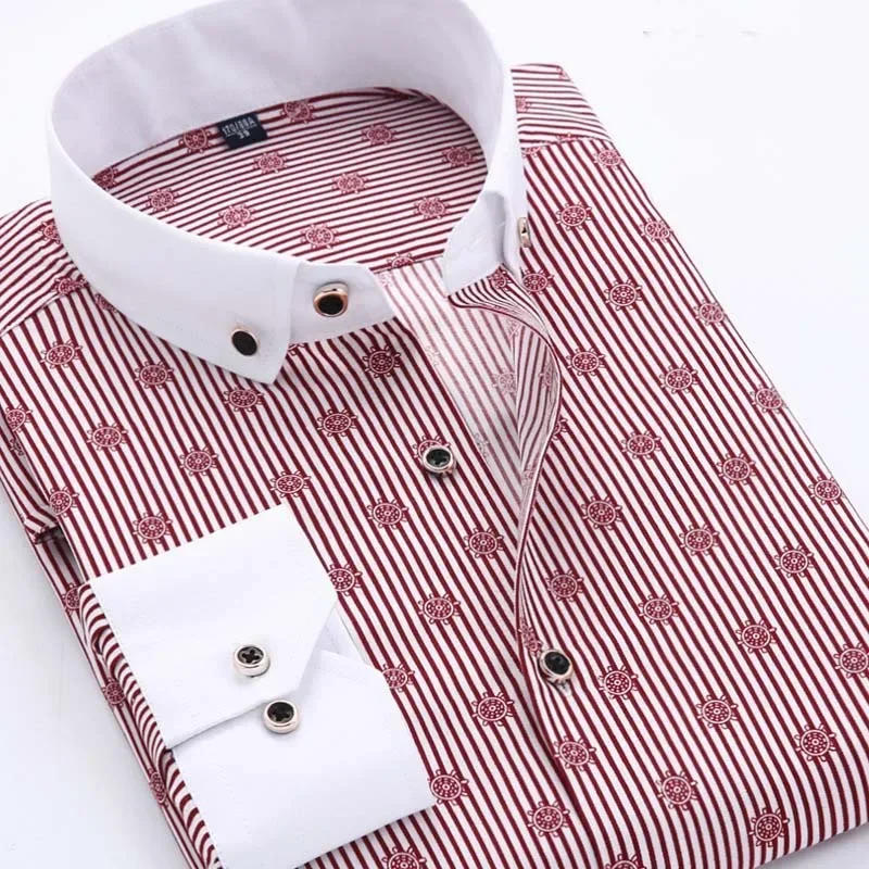 Description Picture 6 of itemFloral Button Down Men Shirt Brand 2024 Male High Quality Long Sleeve Shirts Casual Slim Fit Black Man Clothes Dress Shirts