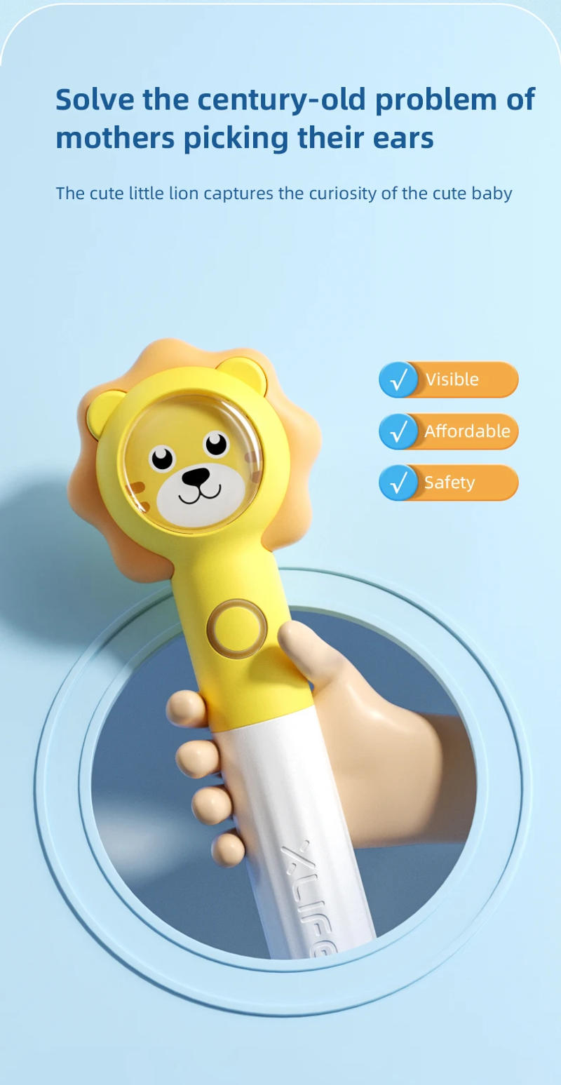 Description Picture 5 of itemEar Cleaner Q3 Visual In Ear Wax Remover Wireless Otoscope Camera Cartoon Lion Cleaning Kit Tool Ear Stick Child Health Care