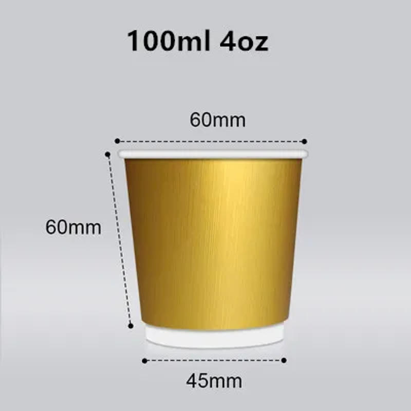 Description Picture 4 of item100pcs/pack 4/8oz Disposable Golden Paper Cup Hollow Double Layer Thermal Insulation Brushed Paper Cup Coffee Cup