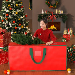 Christmas tree storage bag Durable Christmas tree waterproof dust insects and damp with zipper strap handle red