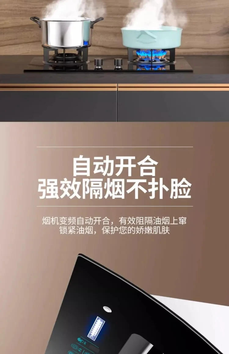 Description Picture 6 of item220V  Haotaitai Dual Motor Range Hood Kitchen High Power Auto Cleaning Side Suction Extractor