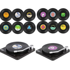 Vinyl Disk Coasters Floppy Disk Cup Mat Home Decor Bar Accessory Set Heat-Insulated Cup Mats Drinks Holder Home Decor 6 Pieces