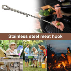 BBQ Food Flipper Meat Hook Heavy Duty Grill Turner for Flipping Ribs Chicken Hot Dogs Food Flipper BBQ Turner Hooks for Grilling