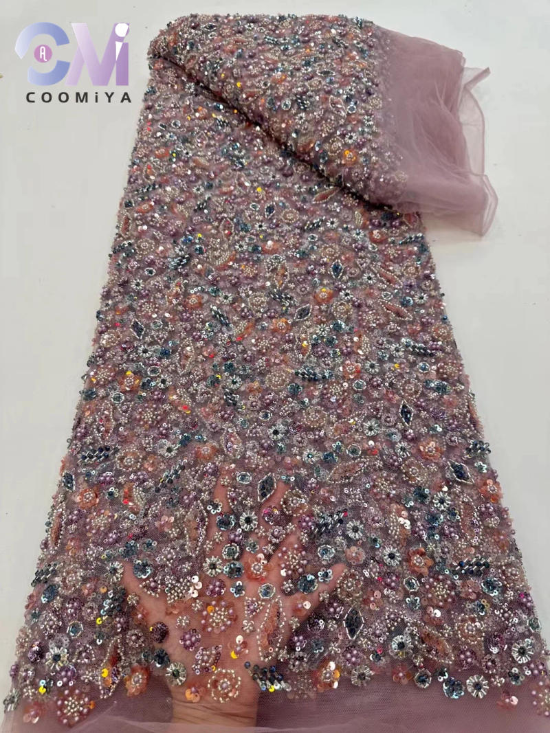 Description Picture 6 of itemLace Fabric with Beads and Sequins for Women, Heavy Process, 5Y Embroidery, Wedding Party Dress Series, Autumn, 2023