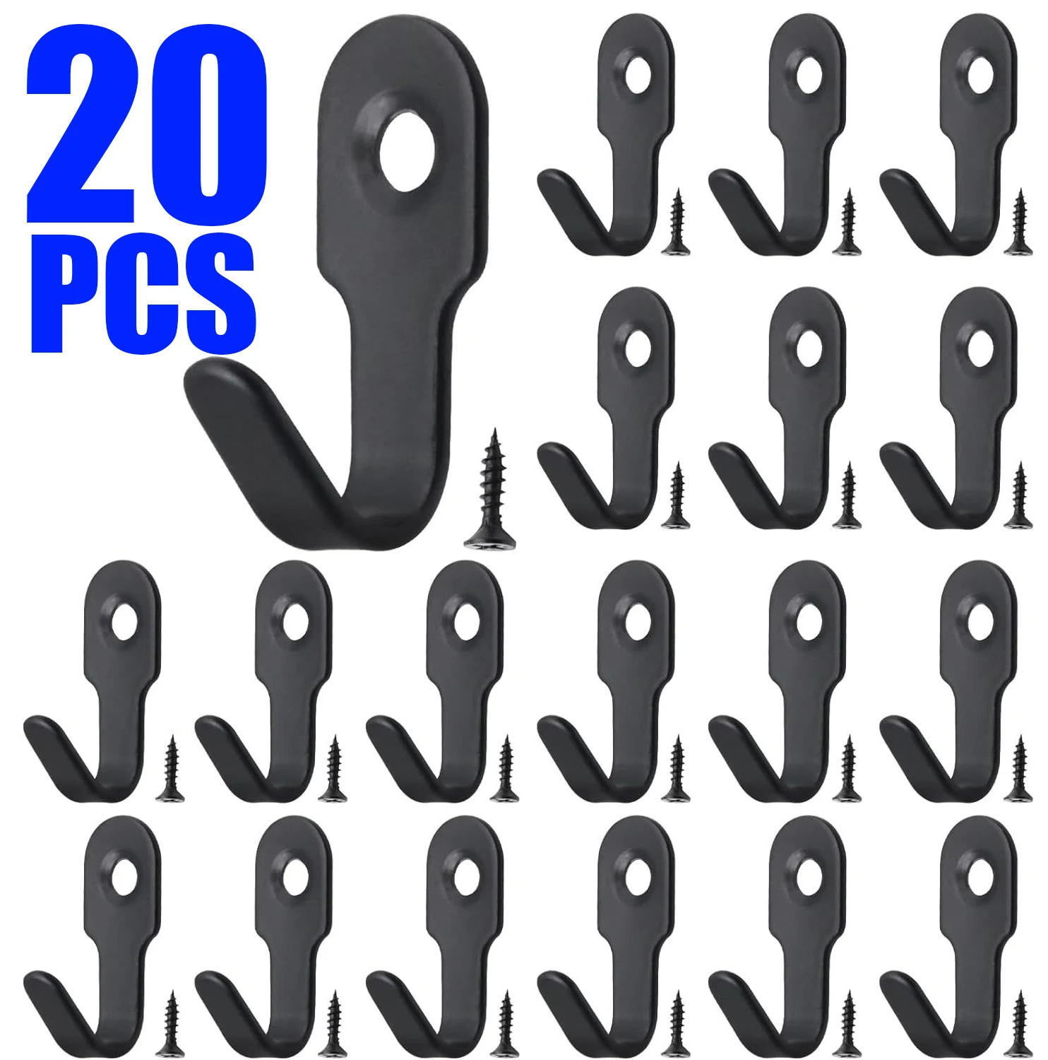 Description Picture 3 of item20/1Set Mini J-shaped Hook with Screw Stainless Steel Items Key Rack Wall Punching Hooks Kitchen Accessories Bathroom Hardware