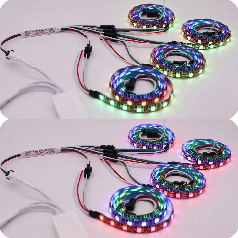 Description Picture 5 of itemMini TTL Signal Amplifier Repeater for WS2812B WS2811 16703 SK6812 3Pin RGBIC Addressable LED Strip String Module 1 TO 4/8 5-24V