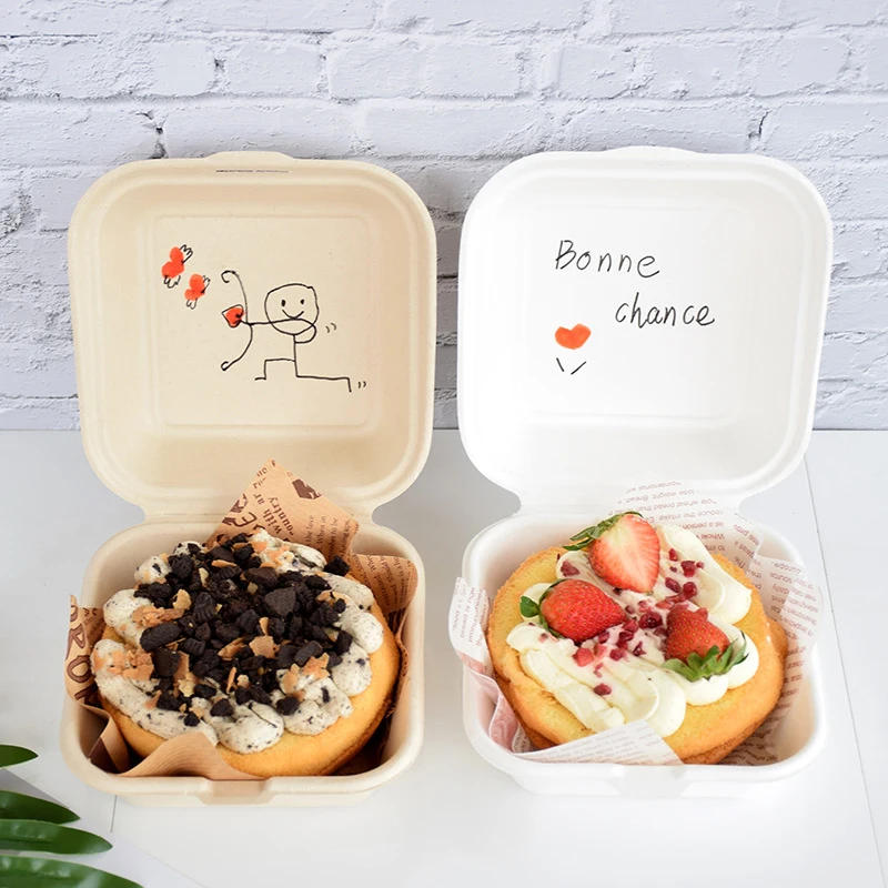 Description Picture 5 of item10pcs Disposable Lunchbox Bento Food Containers Baking Dessert Cake Bowl packaging Burger Snack Boxes Microwavable Home