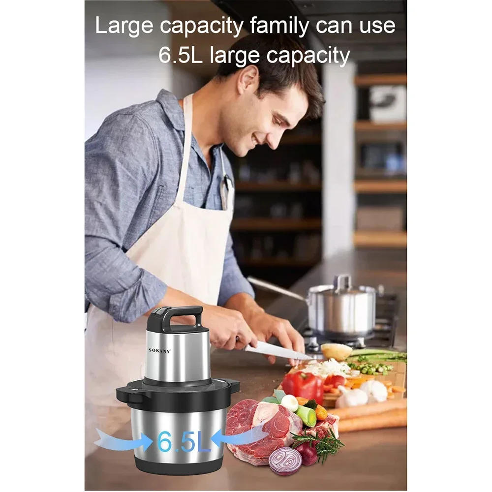 Description Picture 6 of itemHouselin Meat Grinder Electric, Food Processor 6.5L Stainless Steel Meat Blender Food Chopper for Meat, Vegetables, Nuts