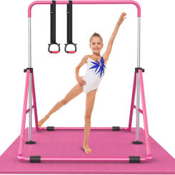 Bars for Kids with Adjustable Height, Folding Gymnastic Training Kip Bar, Junior Expandable Horizontal Monkey Bar for Home