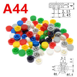 100Pcs 6X6X7.3mm A44 Color Round Tactile Push Button Switch Cap 4*8mm Micro button Cap Momentary Tact Cap