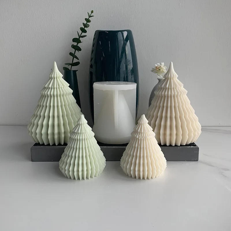 Description Picture 2 of itemOrigami Relief Christmas Tree Candle Silicone Mould DIY Conical Geometry Soap Gypsum Making Chocolate Mold Holiday Decor Gift