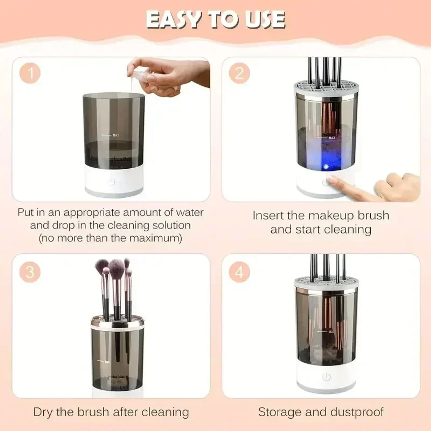 Description Picture 4 of item1pcs Portable Electric Makeup Brush Cleaner with Rubber Makeup Machine Electric USB Quick Cleaner Cleaning Brush Collar Brsh