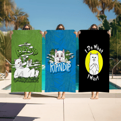Middle cute fingers cat-RIPNDIPS Cartoon Beach Towel Cute Kawaii Room Decor Bath Girls Children Hand Towels For Bathroom Shower