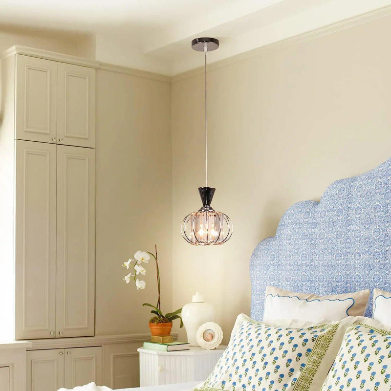 Description Picture 3 of itemCreative One Head Glass LED Crystal Dining Room Lamp Simple Barber Shop Chandelier Bedroom Single Head Light Hall Aisle Lamp