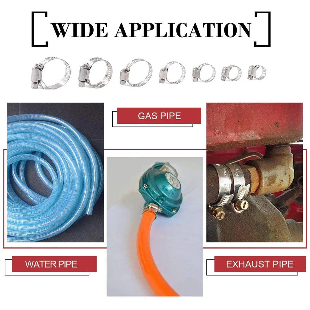 Description Picture 5 of item60pcs 8-38mm Adjustable Stainless Steel Screw Band Hose Clamps Car Fuel Hose Clamps Pipe Clamp Worm Gear Clip Hose Clamp