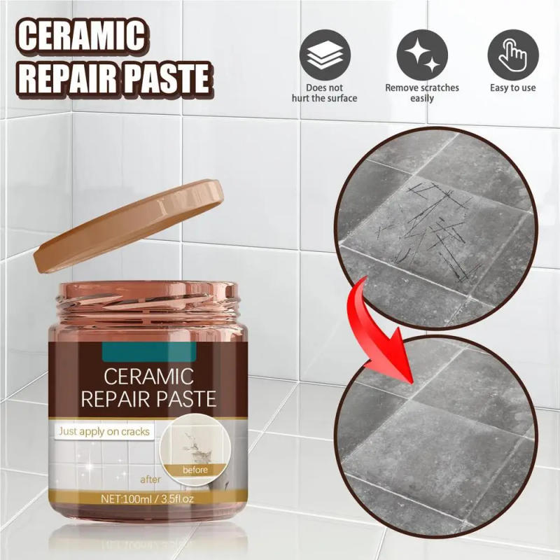 Description Picture 4 of itemCeramic Repair Paste Quick Dry White Porcelain Cracks Chip Porcelain Repair Kit Tub Tile Repair Paste High Gloss Epoxy