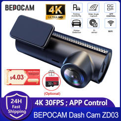 BEPOCAM Dash Cam 4K 30FPS Resolution Car DVR 150°FOV WIFI Smart App Control Support 24H Parking Guard Night Vision Dashcam Auto