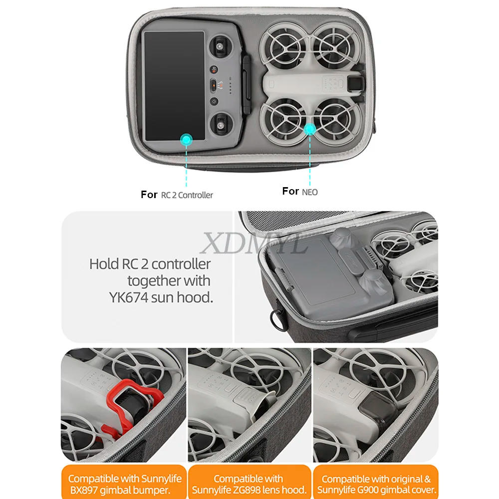 Description Picture 3 of itemHandheld Flight Camera Set for DJI NEO Protective Box Waterproof Portable Bag Dustproof for DJI RC 2 Remote Controller Accessory