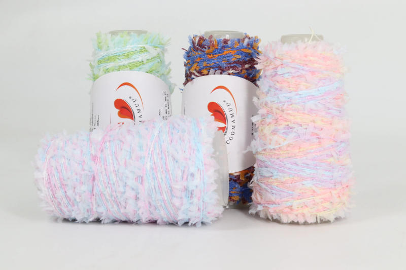 Description Picture 3 of item330Meters/Reel Rainbow Butterfly Paper Yarn Colorful Fancy Blend Partner Thread for Hand Knitting Summer Sweater Supplies