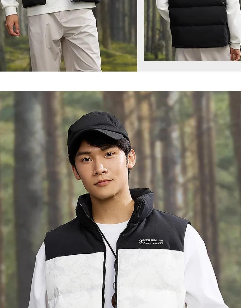 Description Picture 5 of itemQIAODAN Winter Sports Jacket Men 2025 Stand Collar Warm Windproof Versatile Outdoor Vest Tops Male Fashion Loose QXEKD3244005