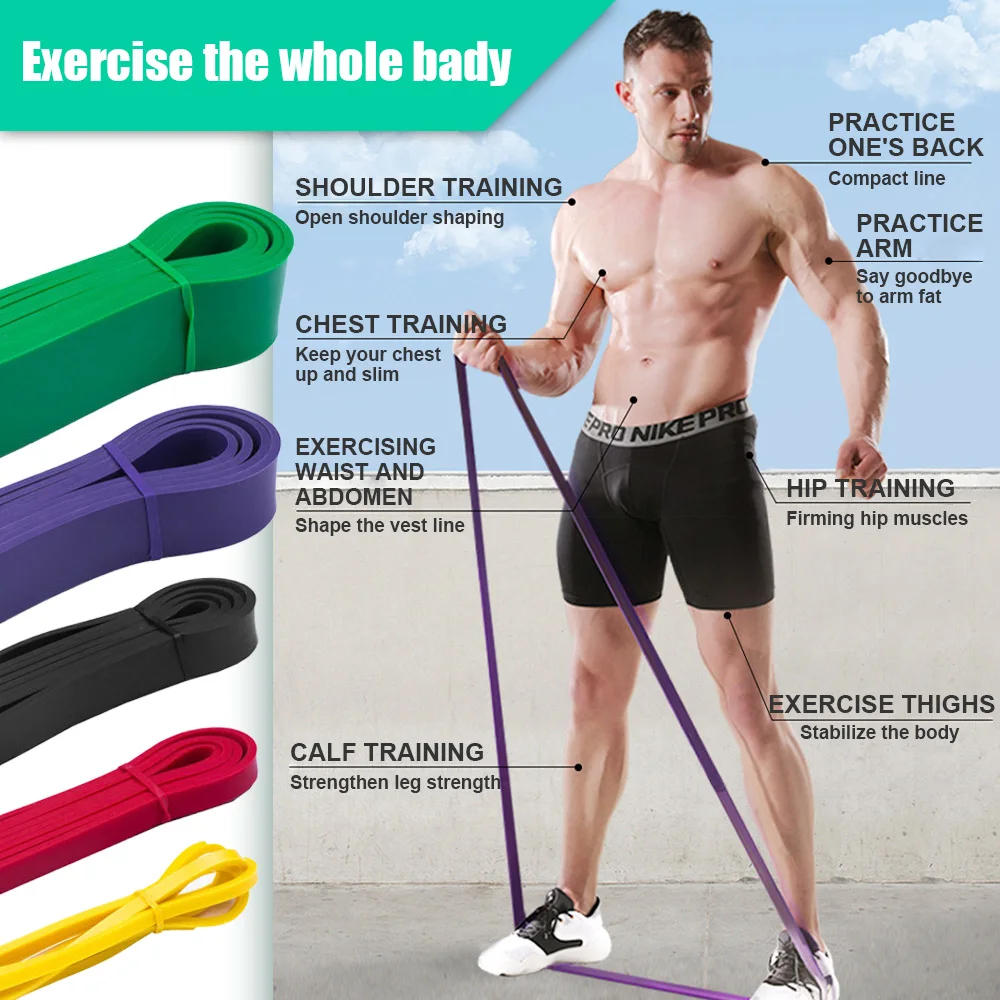 Description Picture 3 of itemTough Latex Resistance Band Elastic Exercise Strength Pull-Ups Auxiliary Band Pilates Gym Fitness Equipment Strengthening Train