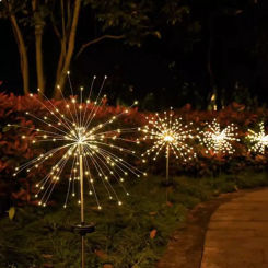 90 LED Solar Power Firework Lights Garden Decoration Fairy Lights Waterproof Outdoor Dandelion Lawn Lamp for Patio Garden Decor