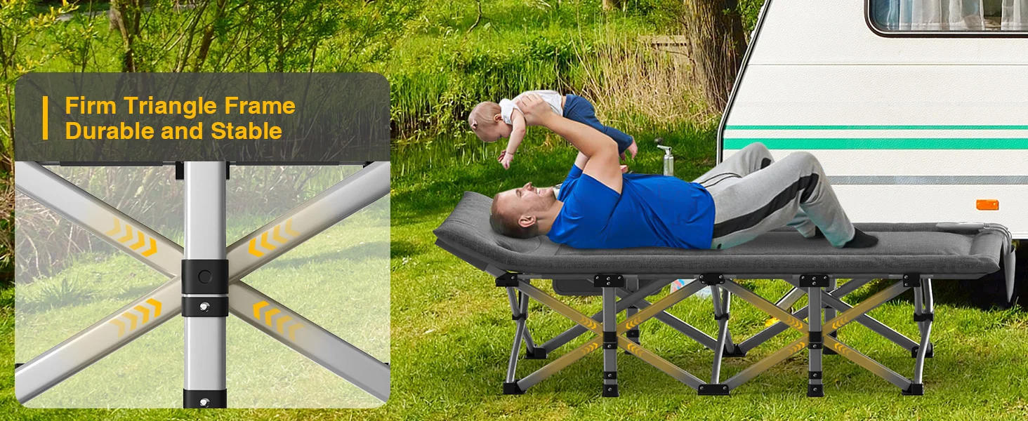 Description Picture 6 of itemHeated Camping Cot, Folding Camping Cot Bed for Adults Sleeping Portable Folding Outdoor Cots for Camping W/Build-in Soft Cotton