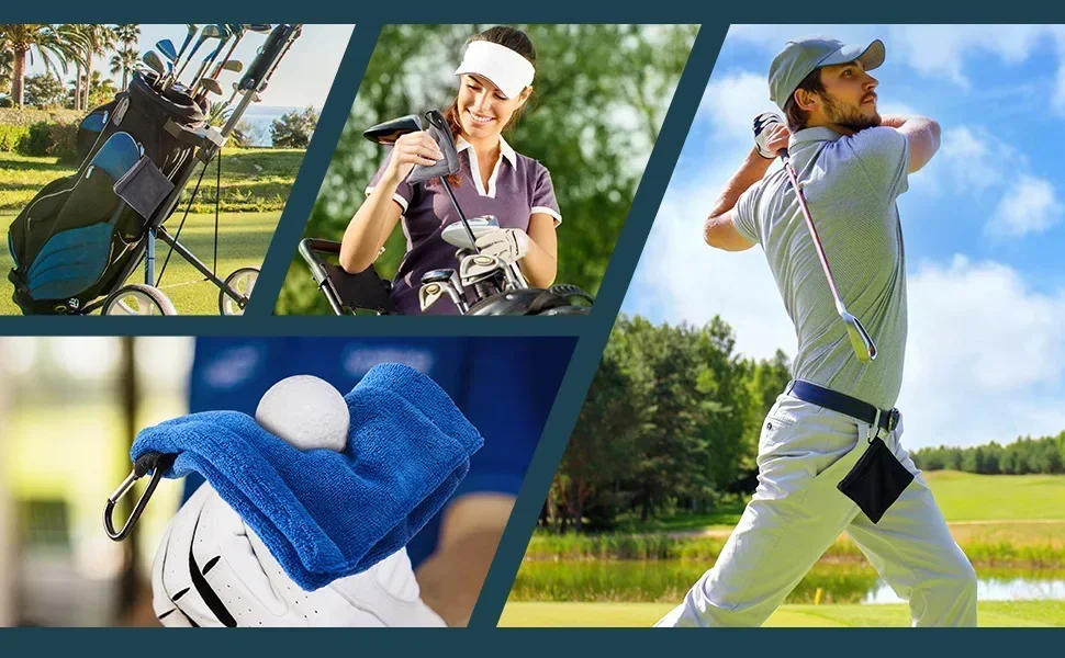 Description Picture 3 of item1PC Golf Ball Cleaning Towel Club Towel Outdoor Hook Towel Microfiber Velvet Outdoor Convenient Hhanging Waist Sports Club Cloth
