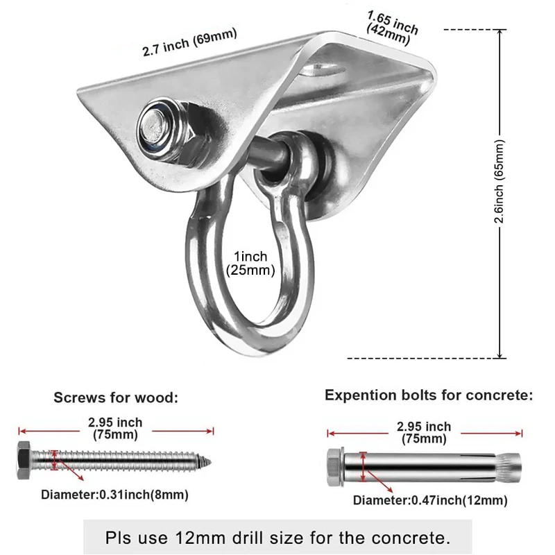 Description Picture 3 of item500kg Capacity Aerial Swing Hangers Ceiling Mount Hooks for Yoga Hammock Hanging Chair Sandbag Punching bag SUS304