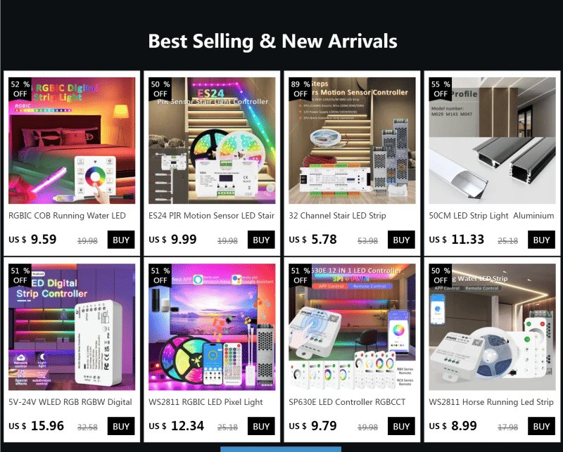 Description Picture 2 of item50CM LED Strip Light  Aluminium Profile Channel Silvery Black Diffuser PC Cover for 8mm/10mm/12mm Bar Cabinet Linear Lamp Decor