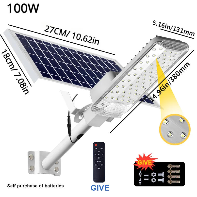 Description Picture 4 of itemPowerful Solar Street Lights Outdoor Solar Parking Lot Light Commercial LED Solar Street Light Garden Solar Security Flood Light