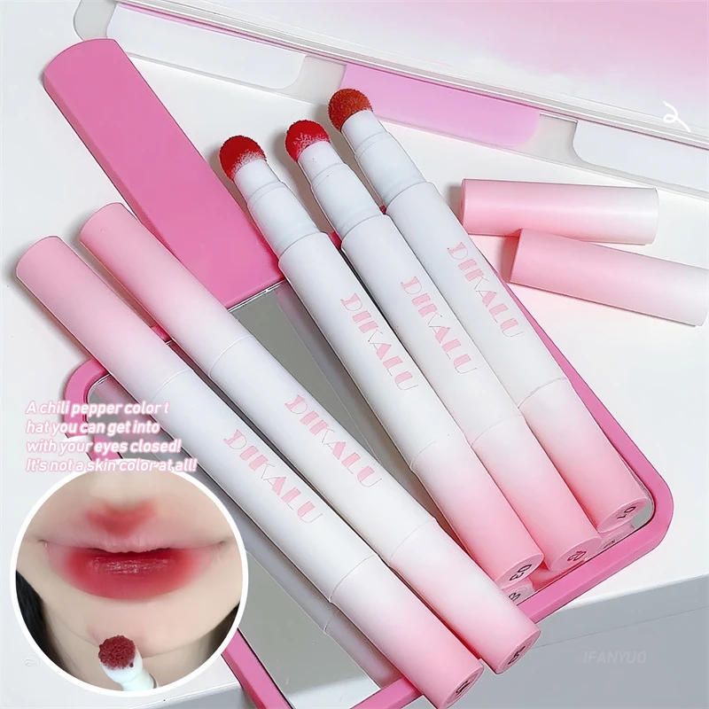 Description Picture 3 of itemLip Powder Cream Air Cushion Lips Cream Matte Brick Red Lip Glaze Mud Lipstick Pen Non-Stick Cup Female Lip Tint Korean Makeup
