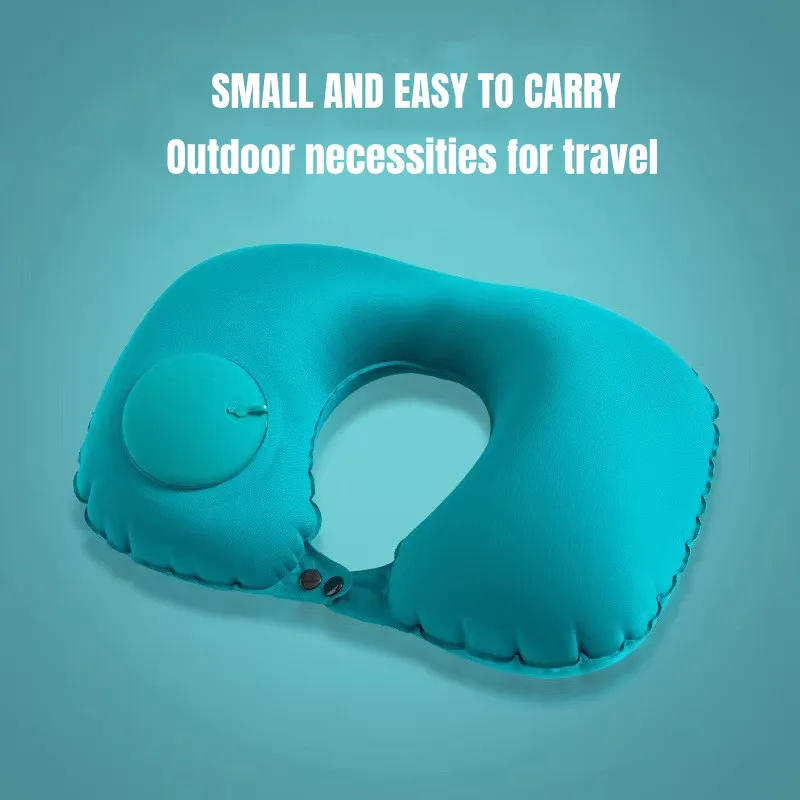 Description Picture 4 of itemU-Shaped Inflatable Travel Pillow Portable Air Neck Support Cushion Comfortable Sleeping Press to inflate pillow